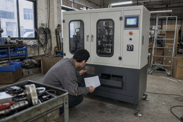 Fully automatic chamfering machine subject to EU Machinery Directive compliance requirements (ID#1)