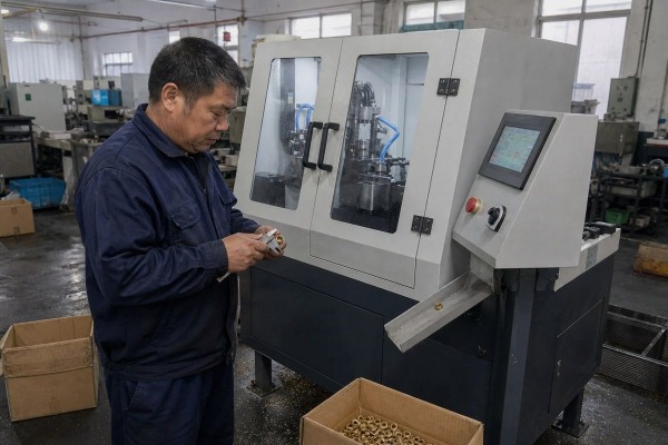 Fully automatic chamfering machine showing supported chamfer radius range capabilities (ID#1)