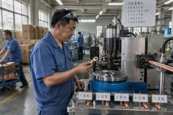 In-process checkpoint inspection setup guide for cable lug making machines (ID#1)