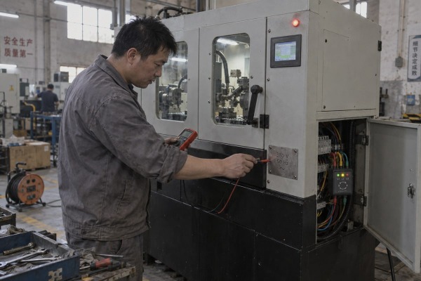 Checking chamfering machine electrical system for European voltage standard compliance (ID#1)