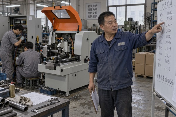 Evaluating pipe cutting machine supplier capability for handling urgent orders (ID#1)