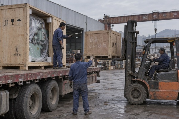 Coordinating freight forwarding and inland transport for cable lug machine delivery (ID#1)